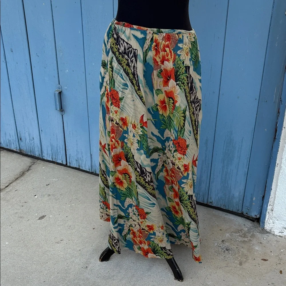 Citron Tropical Floral Maxi Skirt - Picture 1 of 3